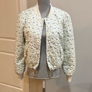 Taelynn Shabby Chic Floral Printed Quilted Women's Bomber Jacket size m
